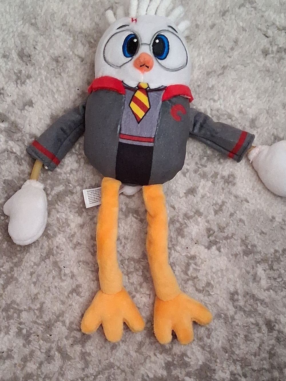 Plush Yellow & Gray School-Themed Bird Stuffed Toy